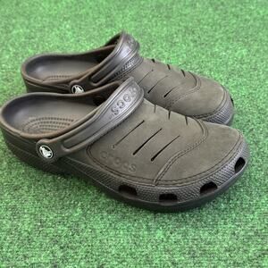 Crocs Bogota Clog Shoes Mens Size US 7 Black Leather Slip On Slingback Casual